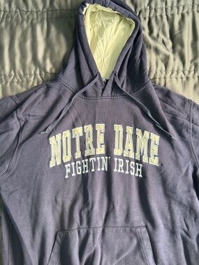 Stadium Athletics Navy Hoodie with Yellow Lined Hood - Notre Dame Fightin' Irish